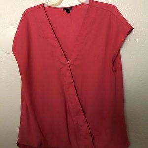 Ann Taylor Fuscia Wrapped Look Blouse Size L